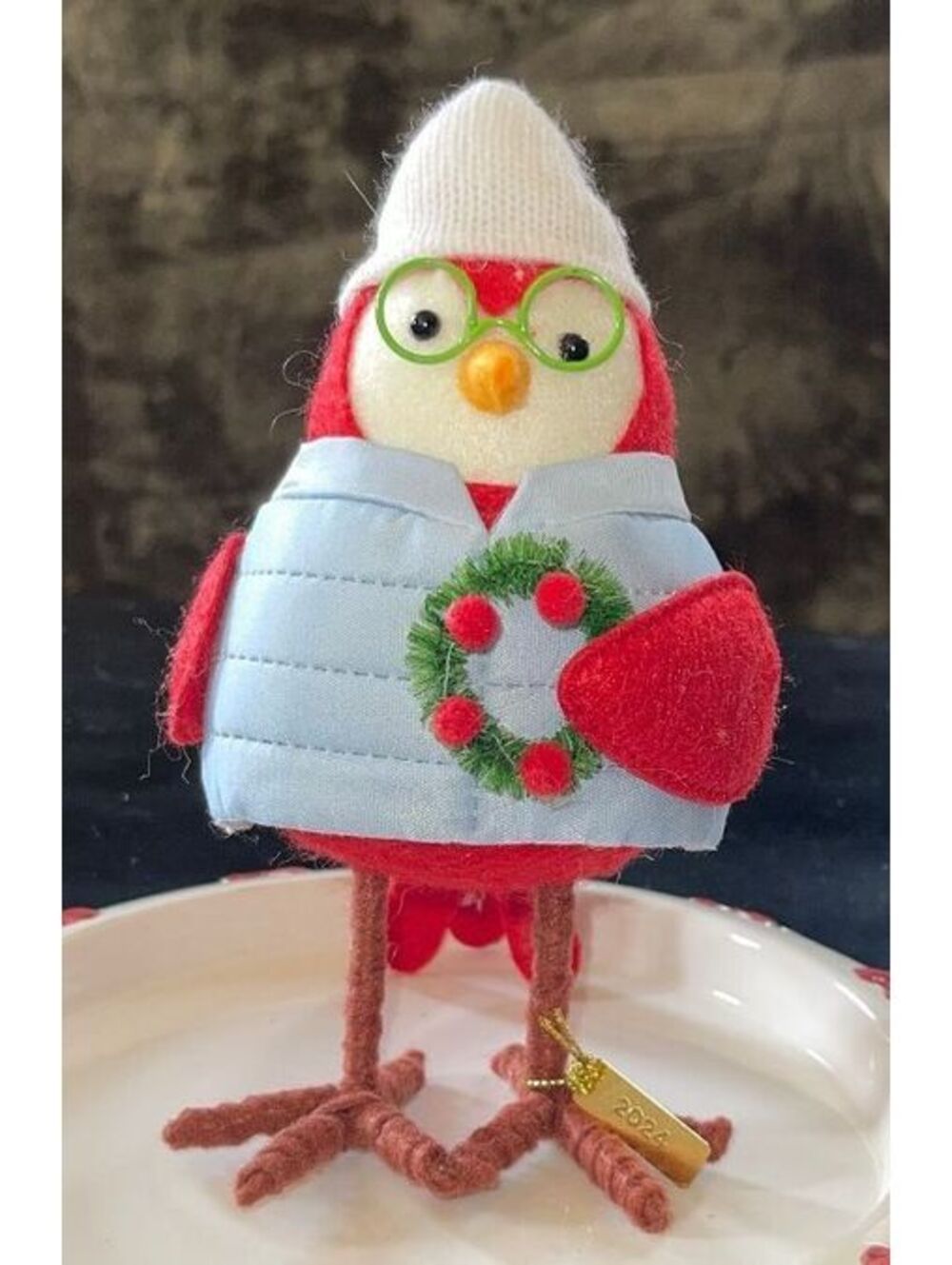 Featherly Friends Christmas Bird Figurine with Wreath and Glasses-Target-Conifer